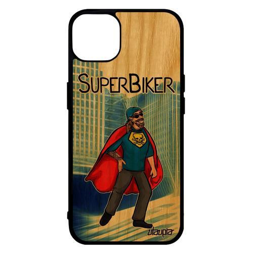 Coque Super Biker Motard Pour Iphone 14 En Bois Silicone Housse Tex... on Productcaster.