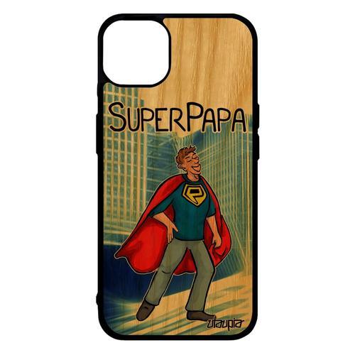 Coque En Bois Iphone 14+ Plus Et Silicone Super Papa Bande Dessinée... on Productcaster.