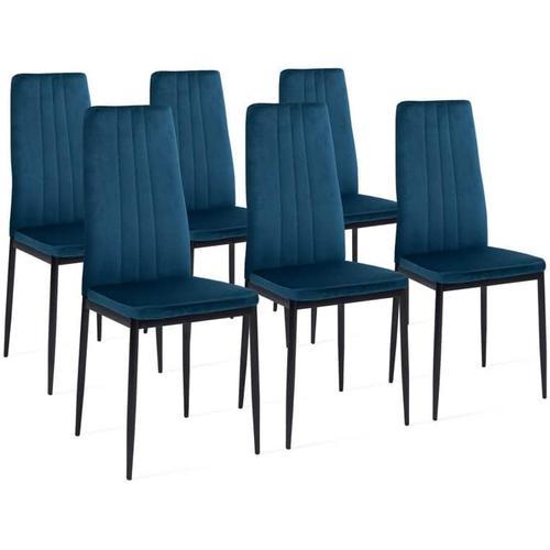 Blue - Lot De 6 Chaises Julia En Velours Bleu Pour Salle À Manger on Productcaster.