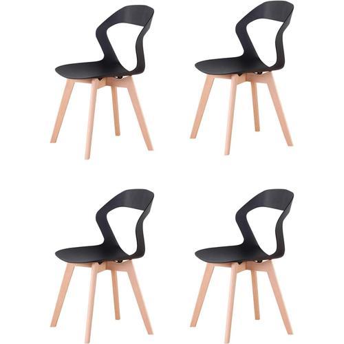 Noir Lot De 4 Chaises À Dossier En Plastique Moderne Pour Salon, Sa... on Productcaster.