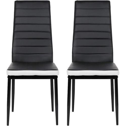 2 Pc (Noir + Blanc) Lot de 2 Chaises de Salle à Manger,SGS Tested, ... on Productcaster.