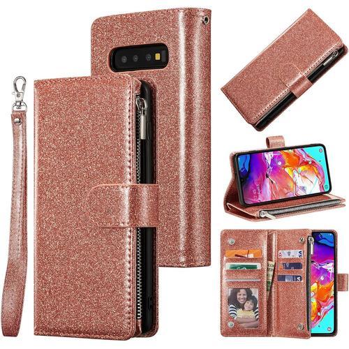 Coque Pour Samsung Galaxy S10, Etui En Cuir Pu Portefeuille Retro A... on Productcaster.