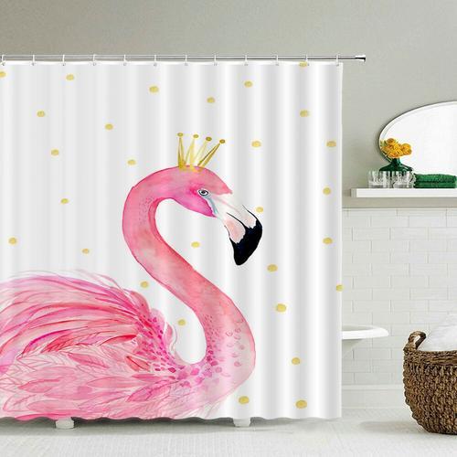 Rideaux De Douche College Flamant Rose",Tissu Polyester Imperméable... on Productcaster.