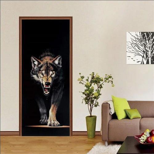 Autocollant de porte d'animaux d'art noir,décoration de couloir de ... on Productcaster.