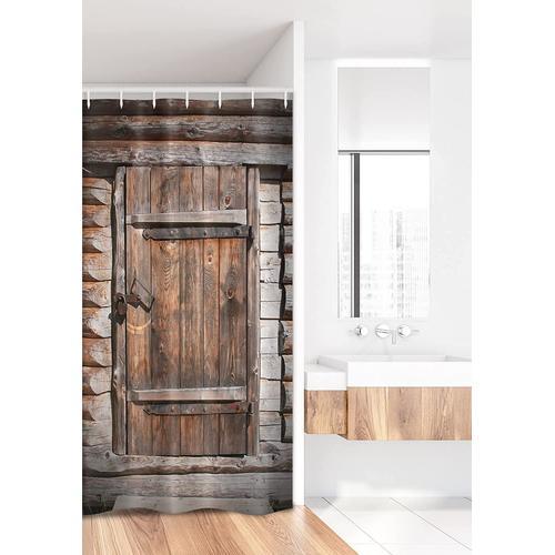 Rideaux De Douche Rustiques Avec Porte De Grange En Bois",Image De ... on Productcaster.