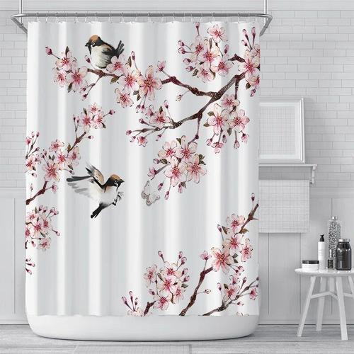 Doublure de rideau de douche florale rose",fleur de style japonais ... on Productcaster.