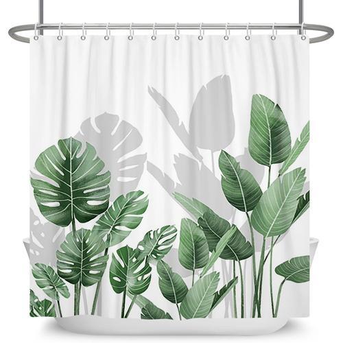 Rideau De Douche En Tissu Imperm¿¿Able Avec Feuilles Vertes",Plante... on Productcaster.