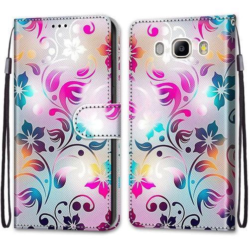 Coque Pour Samsung J5 2016 Portefeuille Etui A Rabat En Pu Cuir Mot... on Productcaster.