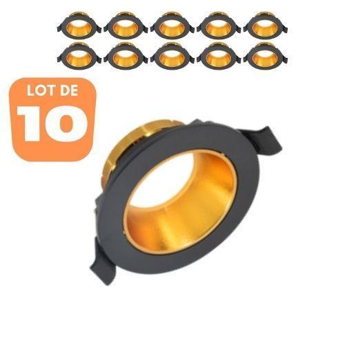 Lot De 10 Supports De Spots Beta R2 Rond Noir/Cuivre-Doré Mr16 Gu10... on Productcaster.