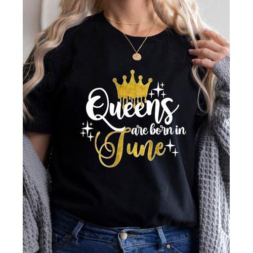 Golden Crown Queen Are Born In January To December Graphic Print T-... on Productcaster.