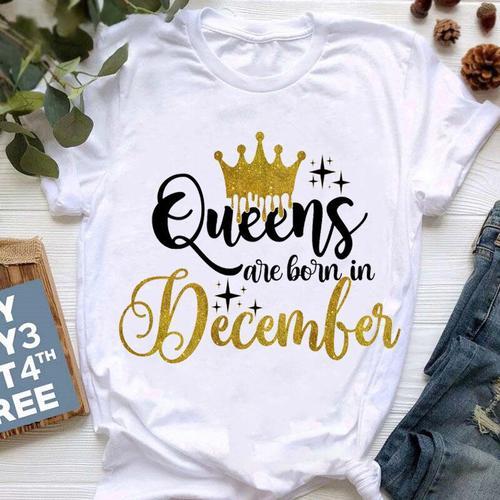 Golden Crown Queen Are Born In January To December Graphic Print T-... on Productcaster.