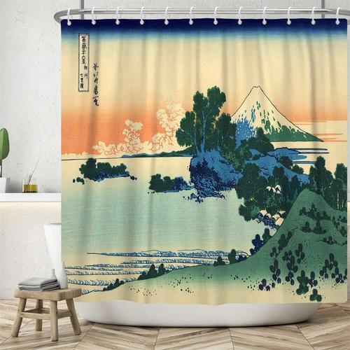 Rideaux De Douche Japonais La Grande Vague D'oke Agawa",Mont Fuji,T... on Productcaster.