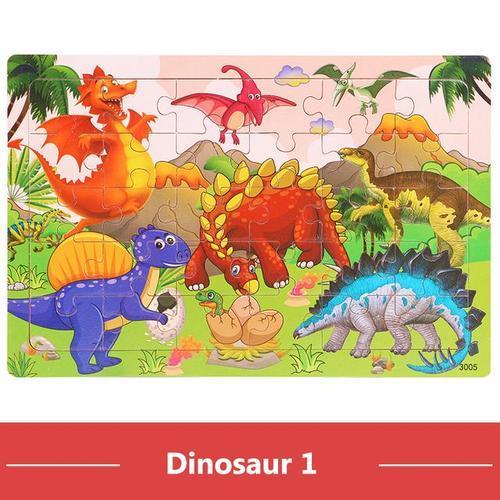 Dinosaure 1 - Casse-Tête Montessori 3d En Bois, Jeu De Société, Ani... on Productcaster.