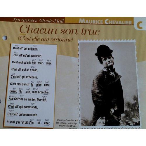 Fiche Chanson Chacun Son Truc Maurice Chevalier on Productcaster.