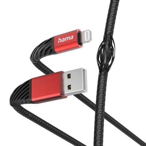 Câble de charge "Extreme" USB-A - Lightning, 1,5 m, nylon, noir/rge on Productcaster.