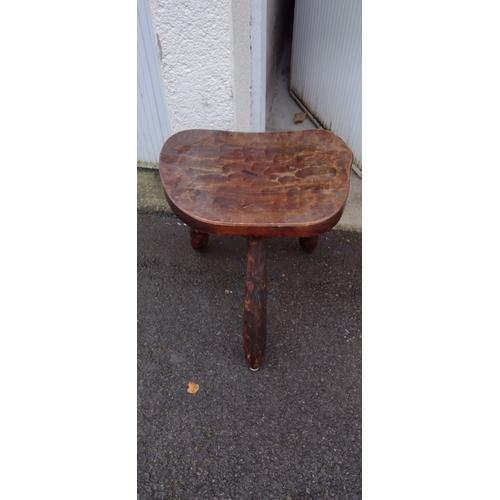 Tabouret En Bois Ancien Vintage Ferme Traite Des Vaches 5 on Productcaster.