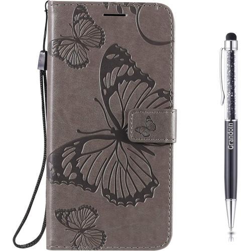 Coque Pour Sony Xperia L4, Papillon Gaufrage Housse Rtro Pu En Cuir... on Productcaster.