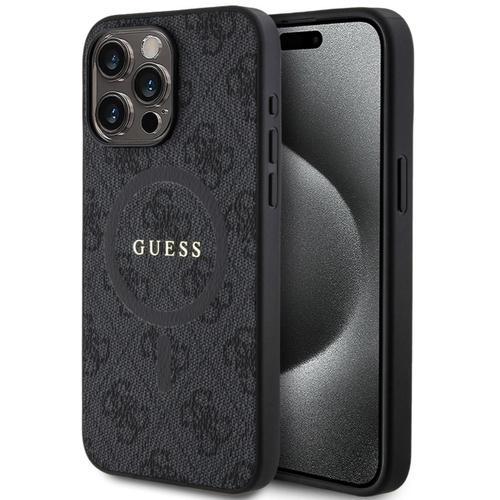 Guess Coque Pu Cuir 4g Anneau Coloré Magsafe Iphone 15 Pro Noir on Productcaster.