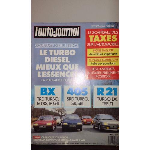 L'auto Journal N°7 15 Avril 1988 Comparatif Diesel Essence Le Scand... on Productcaster.