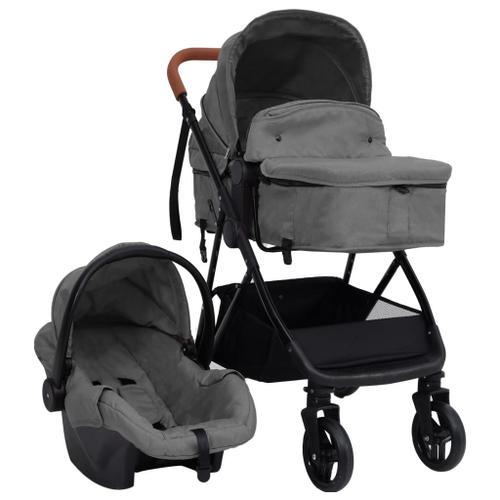 Vidaxl Poussette Pour Bébé 3-En-1 Gris Clair Et Noir Acier on Productcaster.