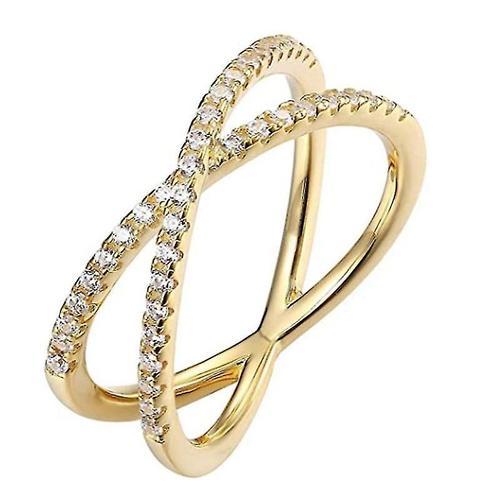 S925 Silver Plated X Ring Simulated Diamond Cz Criss Cross Ring Pou... on Productcaster.