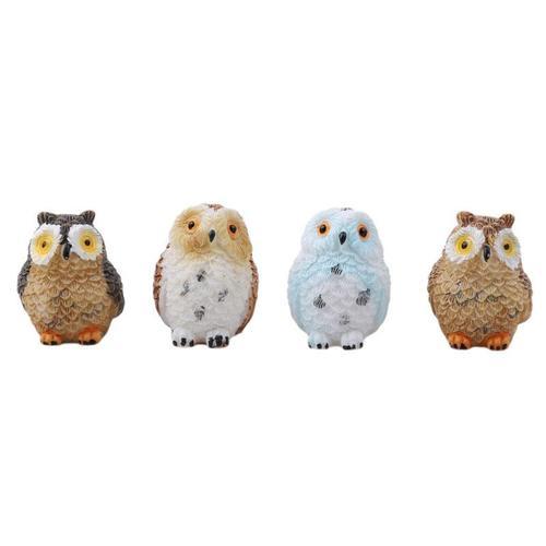 Figurines D'animaux En Résine, 4 Pièces, Hibou Mignons, Miniatures,... on Productcaster.