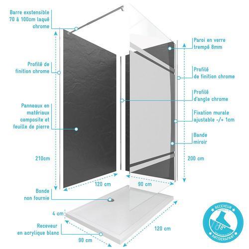 Ensemble complet douche à l'Italiennne avec Receveur 90x90 + Paroi ... on Productcaster.