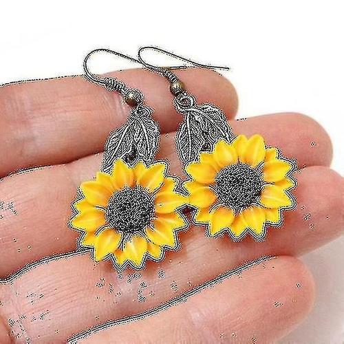 Sunflower Drop Earrings, Yellow Flower Drop Earrings, Jewelry Yello... on Productcaster.