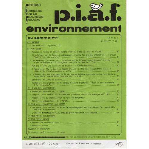 P.I.A.F. N°31 - 21 Mars 1977 - Périodique D'information Pour Les As... on Productcaster.