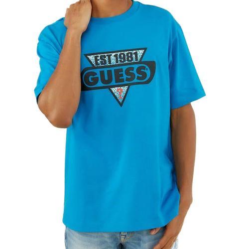 T-Shirt Bleu Homme Guess Ovrszd Racer on Productcaster.