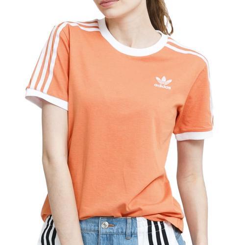 T-Shirt Orange Femme Adidas 3 Stripes on Productcaster.