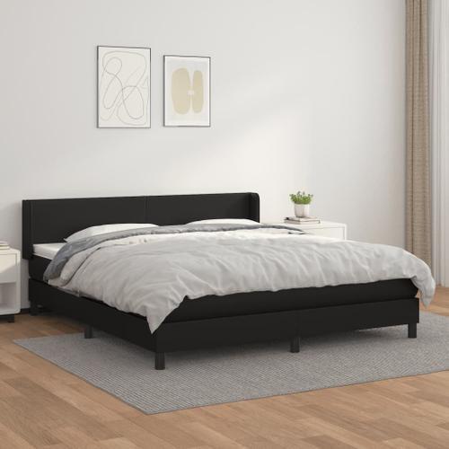 Vidaxl Lit À Sommier Tapissier Avec Matelas Noir 180x200 Cm Similic... on Productcaster.