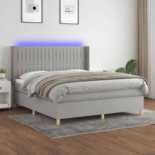 Vidaxl Sommier Tapissier Et Matelas Et Led Gris Clair 180x200 Cm Ti... on Productcaster.