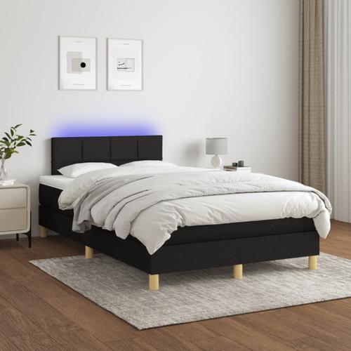 Vidaxl Sommier Tapissier Avec Matelas Et Led Noir 120 X 200 Cm Tissu on Productcaster.