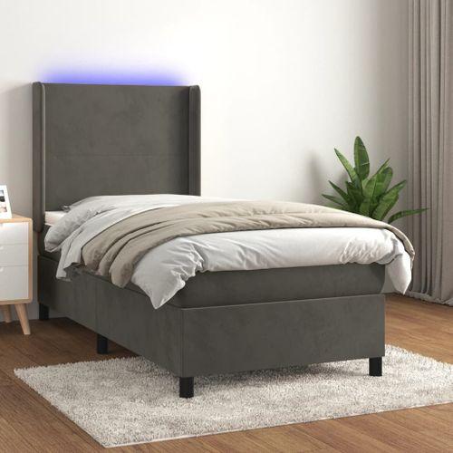 Vidaxl Sommier Tapissier Et Matelas Et Led Gris Foncé 90x200cm Velo... on Productcaster.