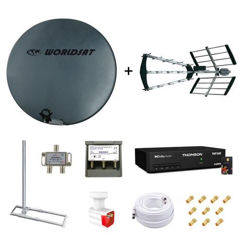 Kit Parabole Fibre 75cm + Antenne TNT + Support Toit + LNB Twin + C... on Productcaster.