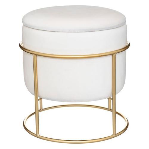 Pouf De Rangement En Velours 24 Cm - Blanc on Productcaster.