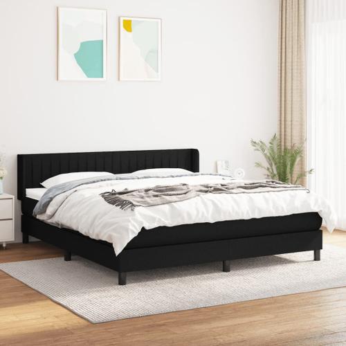 Vidaxl Lit À Sommier Tapissier Avec Matelas Noir 180x200 Cm Tissu on Productcaster.