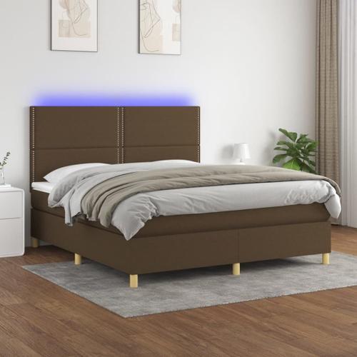 Vidaxl Sommier Tapissier Matelas Et Led Marron Foncé 180x200cm Tissu on Productcaster.