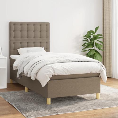 Vidaxl Lit À Sommier Tapissier Avec Matelas Taupe 90x190 Cm Tissu on Productcaster.