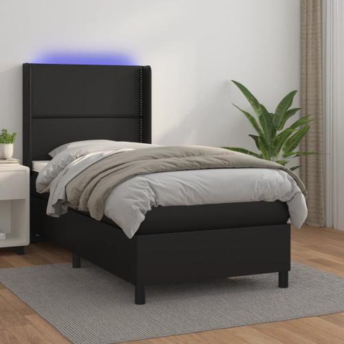 Vidaxl Sommier Tapissier Avec Matelas Et Led Noir 100x200cm Similic... on Productcaster.