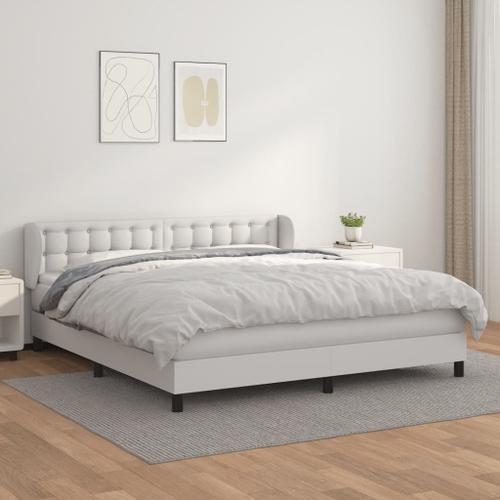 Vidaxl Lit À Sommier Tapissier Avec Matelas Blanc 160x200cm Similic... on Productcaster.