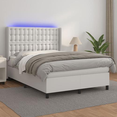 Vidaxl Sommier Tapissier Et Matelas Et Led Blanc 140x190 Cm Similic... on Productcaster.