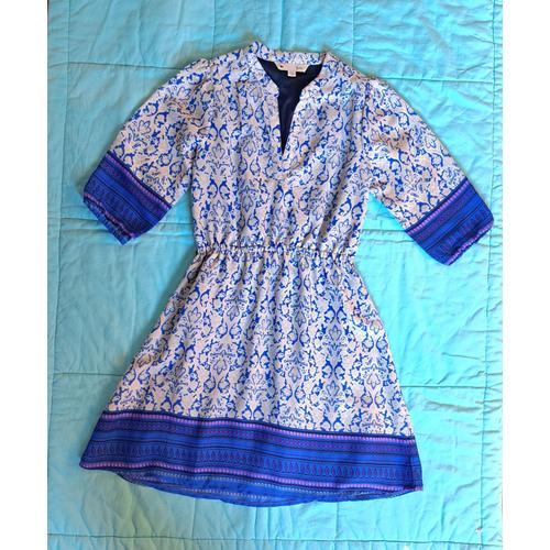 Robe Retro Vintage Yumi Xxs 34 Bleu Blanc Décolleté Taille Elastiqu... on Productcaster.