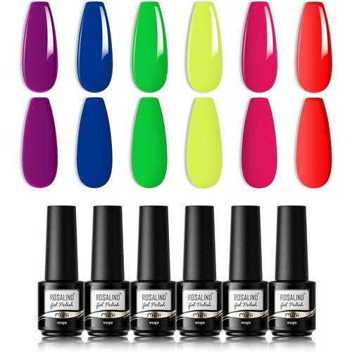 6 Couleurs Vernis Gel Uv Semi Permanent, Rouge Violet Jaune Vert Bl... on Productcaster.