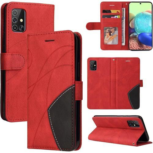 Coque Pour Samsung Galaxy A71 4g, Etui En Cuir Pu Portefeuille Hous... on Productcaster.