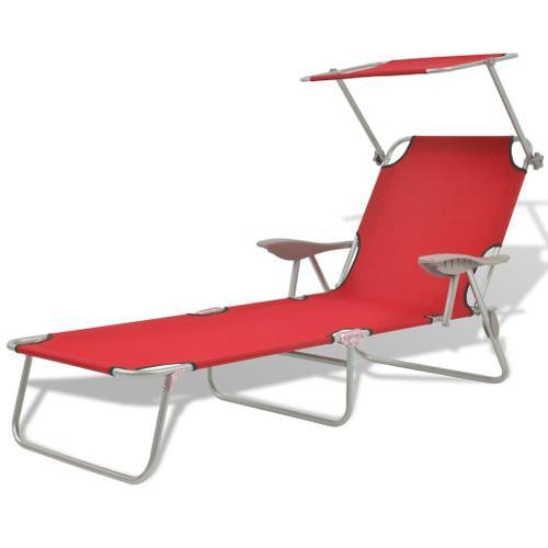 Vidaxl Chaise Longue Avec Auvent Acier Rouge on Productcaster.