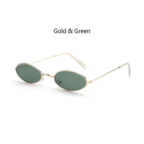 B Or Vert - Petites Lunettes De Soleil Ovales De Marque, Protection... on Productcaster.