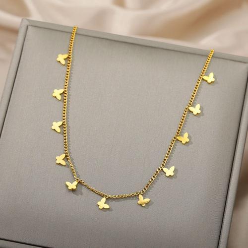 Collier Multiple Petit Papillon 18k Chaîne Clavicule Femme Lvn2386 on Productcaster.