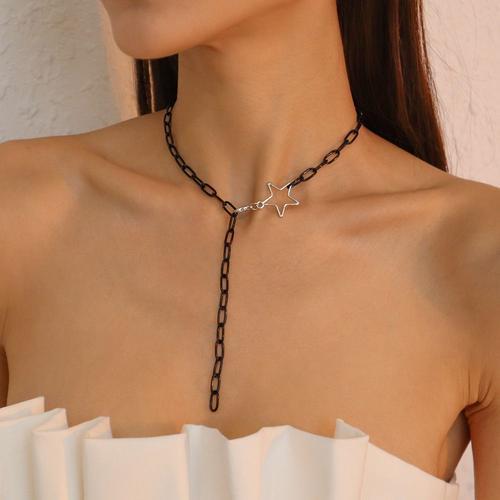 N9776 Creative Black Chain Y Type Clavicule Collier Pentagram Colli... on Productcaster.